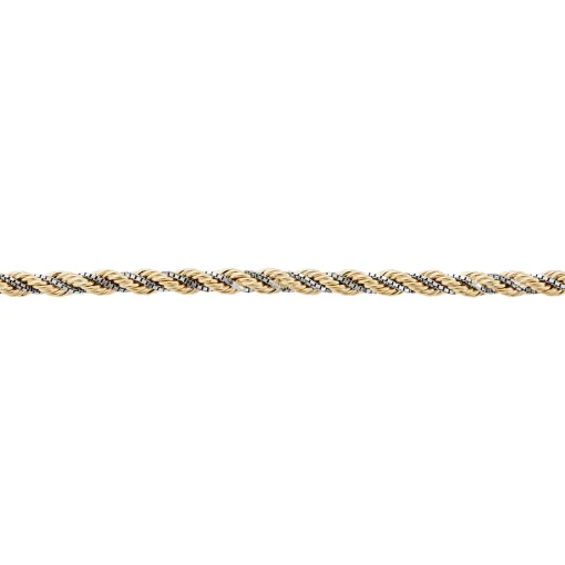 Twisted Rope Chain In 10K Yellow And White Gold