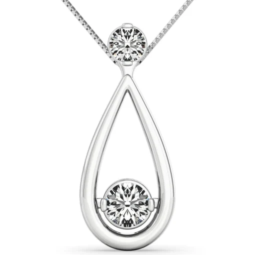 Two-Stone Diamond Necklace In 14K White Gold (1/3 Ct. Tw.)