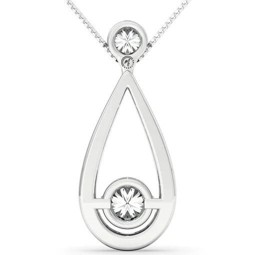 Two-Stone Diamond Necklace In 14K White Gold (1/3 Ct. Tw.)