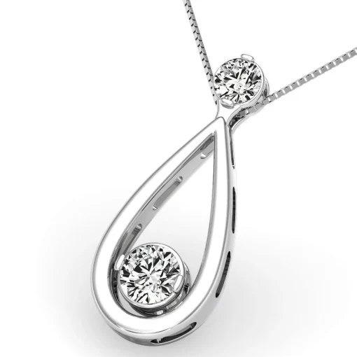 Two-Stone Diamond Necklace In 14K White Gold (1/3 Ct. Tw.)