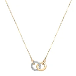 Two-Tone Diamond Linked Circle Necklace In 14K White And Yellow Gold (1/10 Ct. Tw.)