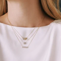 Two-Tone Diamond Linked Circle Necklace In 14K White And Yellow Gold (1/10 Ct. Tw.)