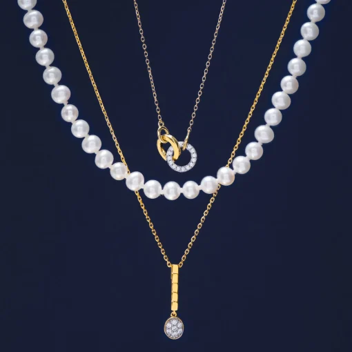 Two-Tone Diamond Linked Circle Necklace In 14K White And Yellow Gold (1/10 Ct. Tw.)