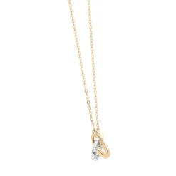 Two-Tone Diamond Linked Circle Necklace In 14K White And Yellow Gold (1/10 Ct. Tw.)