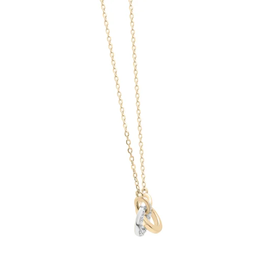 Two-Tone Diamond Linked Circle Necklace In 14K White And Yellow Gold (1/10 Ct. Tw.)