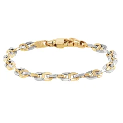 Two-Tone Link Bracelet In 14K White And Yellow Gold