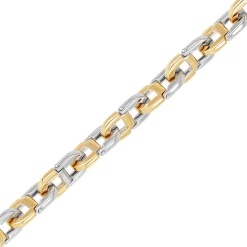 Two-Tone Link Bracelet In 14K White And Yellow Gold