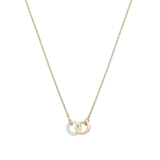 Two-Tone Linked Circle Necklace In Vermeil
