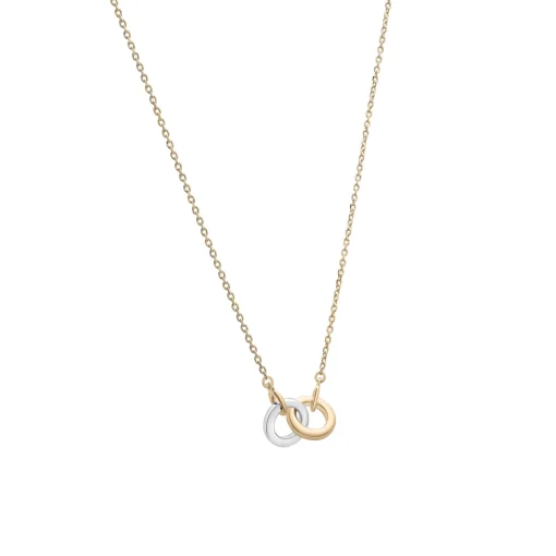 Two-Tone Linked Circle Necklace In Vermeil