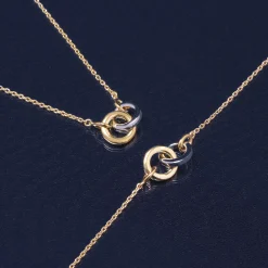 Two-Tone Linked Circle Necklace In Vermeil
