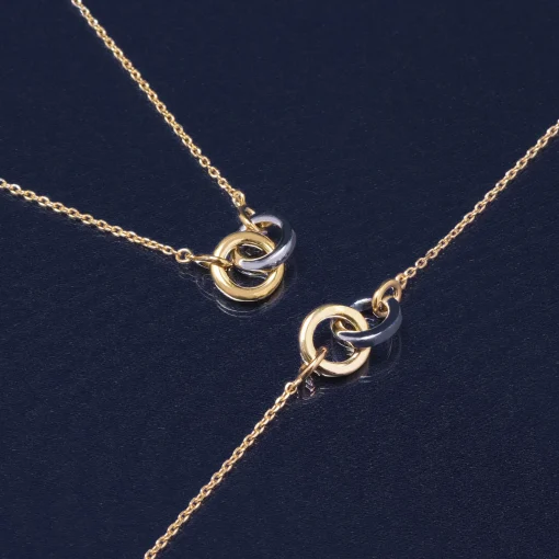 Two-Tone Linked Circle Necklace In Vermeil