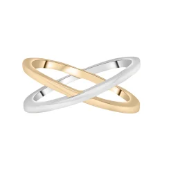 Two-Tone 'X' Ring In Vermeil