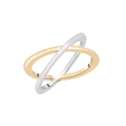 Two-Tone 'X' Ring In Vermeil