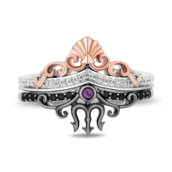 Ursula And Ariel Stack Band Set In Sterling Silver And 10K Rose Gold (1/6 Ct. Tw.)