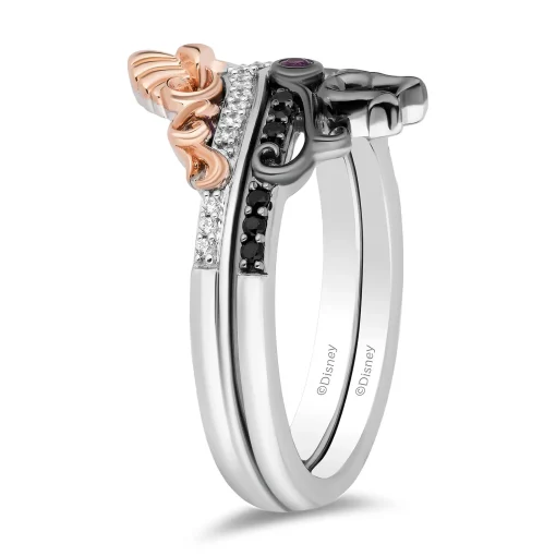 Ursula And Ariel Stack Band Set In Sterling Silver And 10K Rose Gold (1/6 Ct. Tw.)