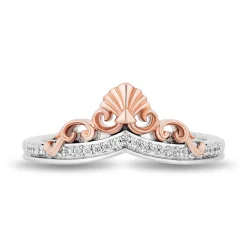 Ursula And Ariel Stack Band Set In Sterling Silver And 10K Rose Gold (1/6 Ct. Tw.)