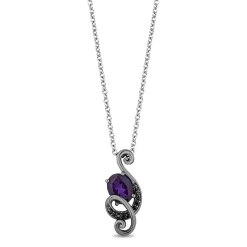 Ursula Black Diamond & Amethyst Pendant In Sterling Silver (1/10 Ct. Tw.)