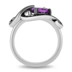 Ursula Black Diamond & Amethyst Ring In Sterling Silver (1/10 Ct. Tw.)