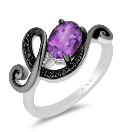 Ursula Black Diamond & Amethyst Ring In Sterling Silver (1/10 Ct. Tw.)