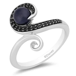 Ursula Black Diamond & Pearl Ring In Black & White Rhodium-Plated Sterling Silver (1/10 Ct. Tw.)