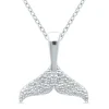 Whale Tail Pendant With Diamond Accents In Sterling Silver