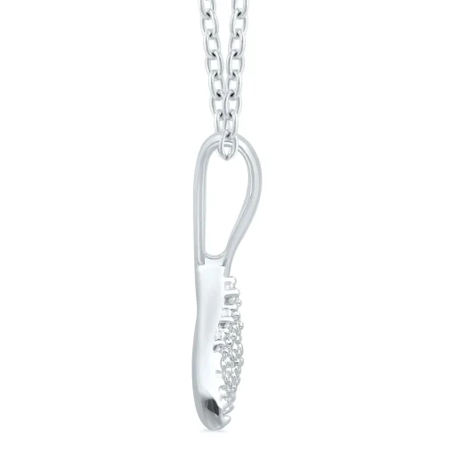 Whale Tail Pendant With Diamond Accents In Sterling Silver