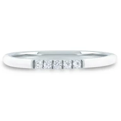 White Enamel And Lab Created White Sapphire Stack Ring In Sterling Silver