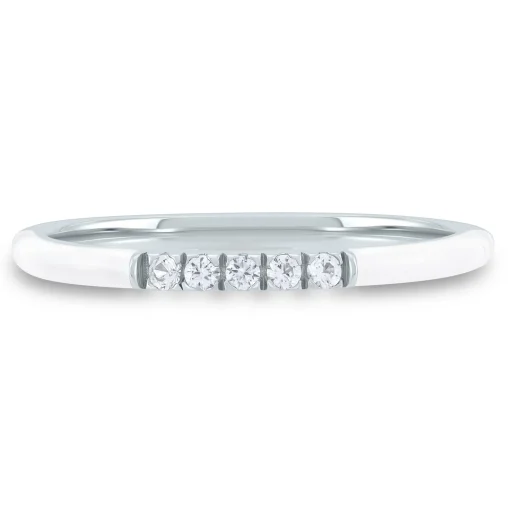 White Enamel And Lab Created White Sapphire Stack Ring In Sterling Silver