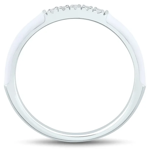 White Enamel And Lab Created White Sapphire Stack Ring In Sterling Silver