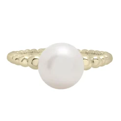 White Freshwater Pearl Ring In 10K Yellow Gold