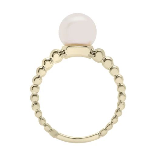 White Freshwater Pearl Ring In 10K Yellow Gold