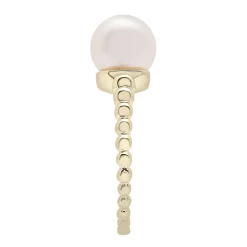 White Freshwater Pearl Ring In 10K Yellow Gold