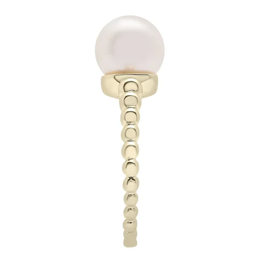 White Freshwater Pearl Ring In 10K Yellow Gold