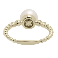 White Freshwater Pearl Ring In 10K Yellow Gold