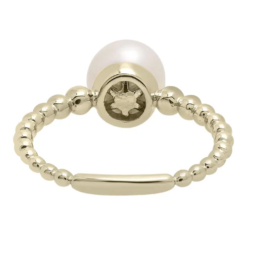 White Freshwater Pearl Ring In 10K Yellow Gold