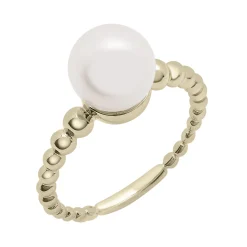 White Freshwater Pearl Ring In 10K Yellow Gold