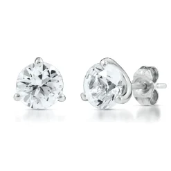White Sapphire Stud Earrings In Sterling Silver