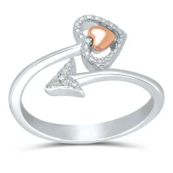 Wrap-Around Ring With Heart & Arrow In Sterling Silver