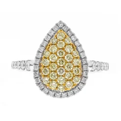 Yellow Diamond Pear-Shaped Ring In 14K White Gold (7/8 Ct. Tw.)