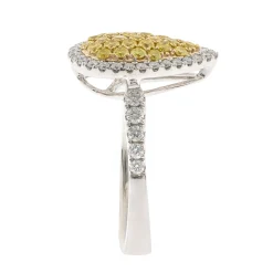 Yellow Diamond Pear-Shaped Ring In 14K White Gold (7/8 Ct. Tw.)