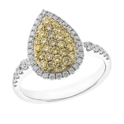 Yellow Diamond Pear-Shaped Ring In 14K White Gold (7/8 Ct. Tw.)